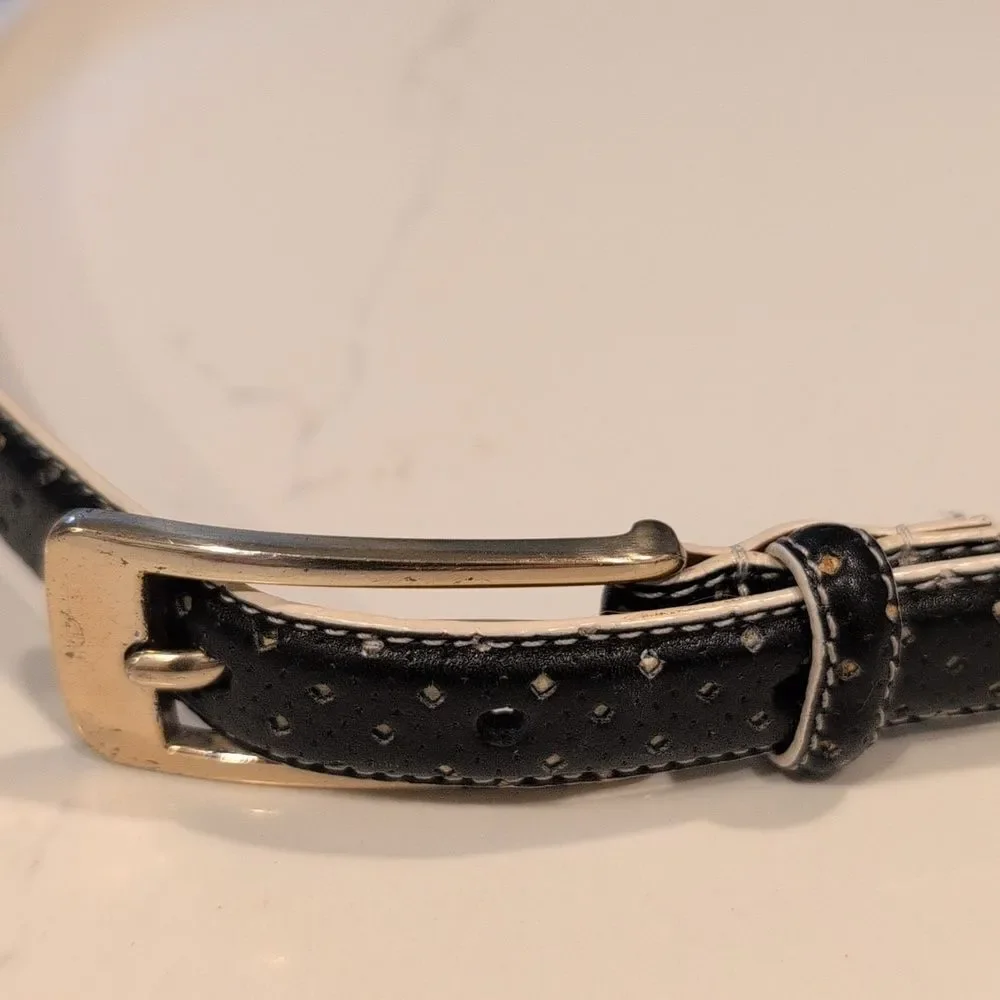 Elegant Lauren Ralph Lauren Black Perforated Italian Leather Women's Belt Size M